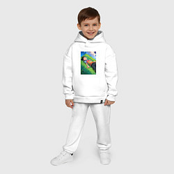 Детский костюм оверсайз Аниме мальчик на траве, цвет: белый — фото 2