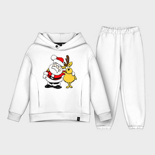 Детский костюм оверсайз Новогодняя парочка / Белый – фото 1