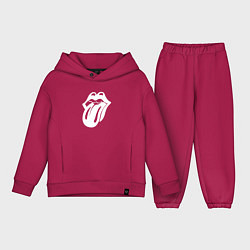 Детский костюм оверсайз Rolling Stones - white logo, цвет: маджента