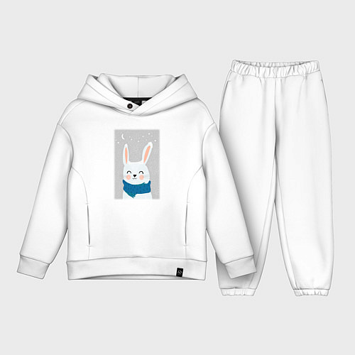 Детский костюм оверсайз Снежный кролик с шарфом / Белый – фото 1