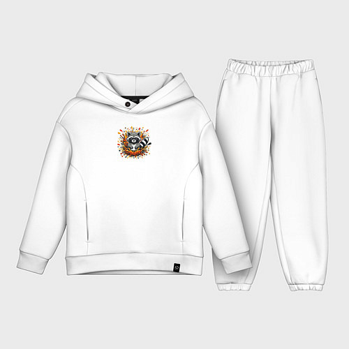 Детский костюм оверсайз Забавный енот в брызгах краски / Белый – фото 1