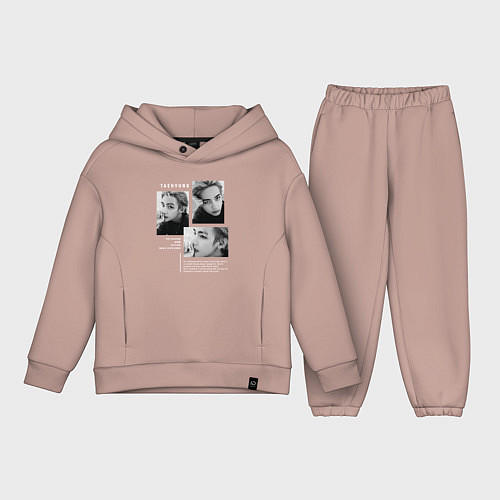 Детский костюм оверсайз Taehyung bts black-white / Пыльно-розовый – фото 1