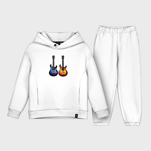 Детский костюм оверсайз Яркие гитары / Белый – фото 1