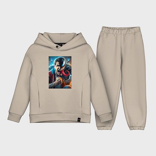 Детский костюм оверсайз Eddies transformation into Venom - ai art fantasy / Миндальный – фото 1