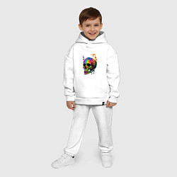 Детский костюм оверсайз Череп в краске, цвет: белый — фото 2