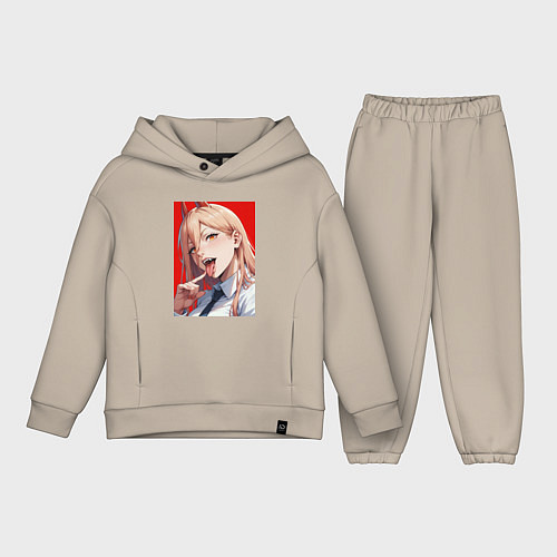 Детский костюм оверсайз Человек бензопила - Power / Миндальный – фото 1