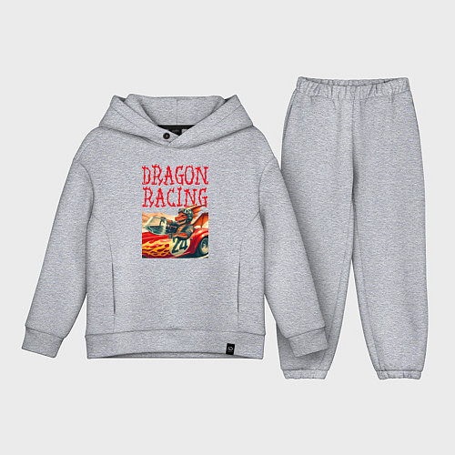 Детский костюм оверсайз Dragon cool racer - ai art / Меланж – фото 1