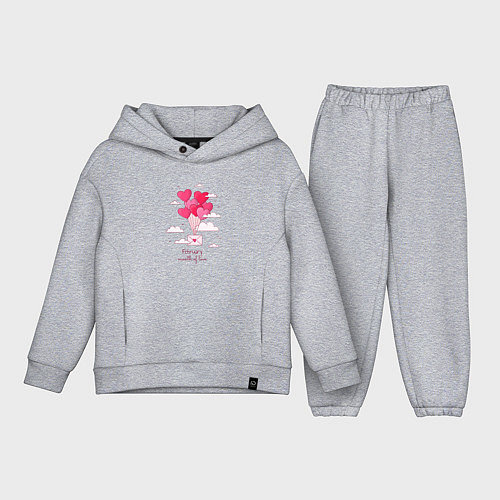 Детский костюм оверсайз Февраль месяц любви / Меланж – фото 1