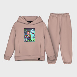 Детский костюм оверсайз Морти и призрак Рика Санчеса - нейроарт фантазия, цвет: пыльно-розовый