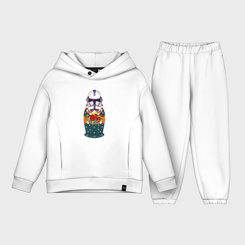 Детский костюм оверсайз Матрешка в шлеме штурмовика звездные войны / Белый – фото 1