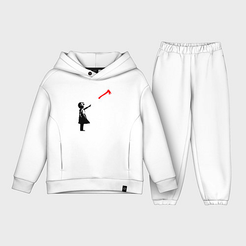 Детский костюм оверсайз Девочка и топор / Белый – фото 1