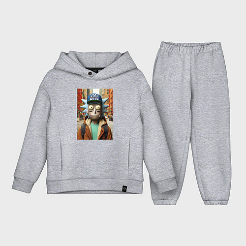 Детский костюм оверсайз Рик Санчес в Нью-Йорке - нейроарт / Меланж – фото 1