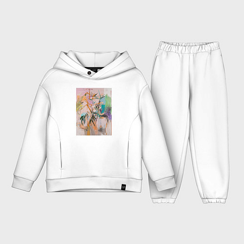 Детский костюм оверсайз Пастельная тропическая абстракция / Белый – фото 1