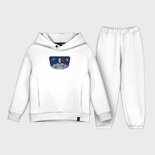 Детский костюм оверсайз Space travel / Белый – фото 1