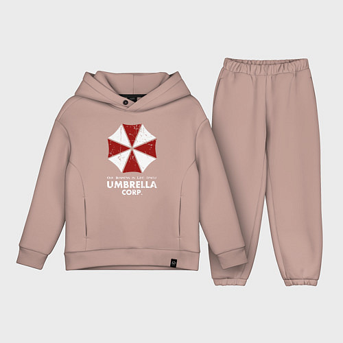 Детский костюм оверсайз Umbrella corporation logo / Пыльно-розовый – фото 1
