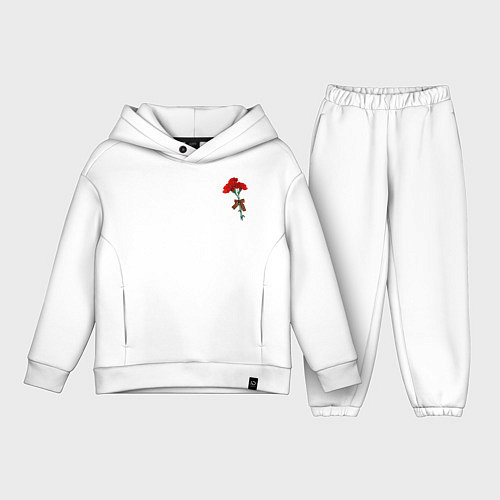 Детский костюм оверсайз Гвоздики и георгиевская лента / Белый – фото 1