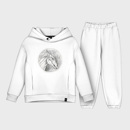 Детский костюм оверсайз Черепа лошадей / Белый – фото 1