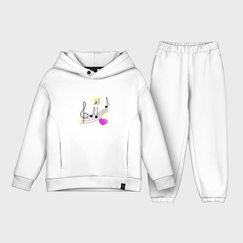Детский костюм оверсайз Музыка это моя любовь на светлом фоне / Белый – фото 1