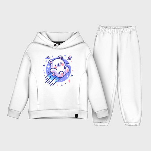 Детский костюм оверсайз Кавайный мишка-комета / Белый – фото 1
