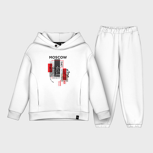 Детский костюм оверсайз Москва коллаж / Белый – фото 1