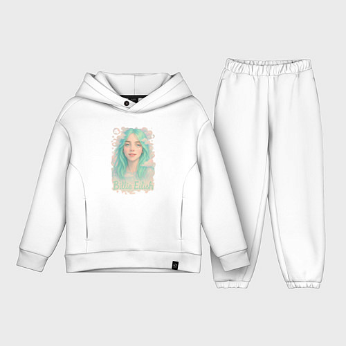 Детский костюм оверсайз Билли Айлиш с зелеными волосами / Белый – фото 1