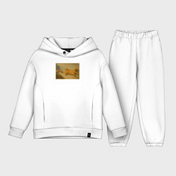 Детский костюм оверсайз Сотворение рыжего кота, цвет: белый