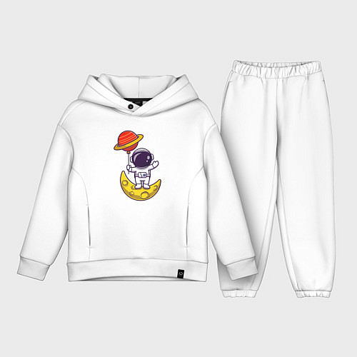 Детский костюм оверсайз Сатурн и Луна / Белый – фото 1