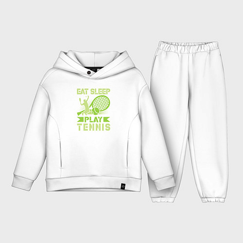 Детский костюм оверсайз Есть спать играть в теннис / Белый – фото 1