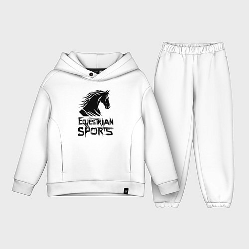 Детский костюм оверсайз Конный спорт граффити / Белый – фото 1
