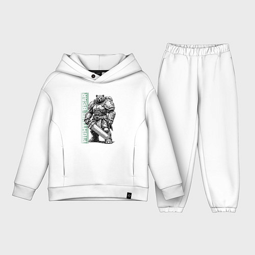 Детский костюм оверсайз Боевой медведь с цепным клинком / Белый – фото 1