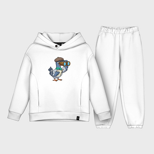 Детский костюм оверсайз Голубь с биноклем / Белый – фото 1