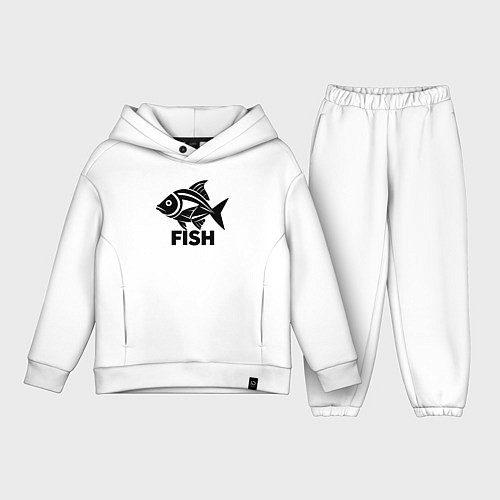 Детский костюм оверсайз Рыба в стиле минимализм / Белый – фото 1