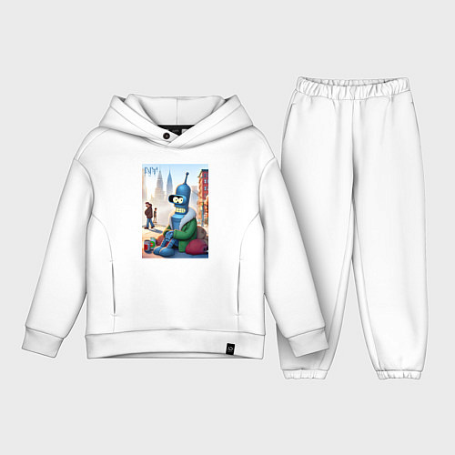 Детский костюм оверсайз Робот-сгибальщик Бендер Нью-Йоркский бомж / Белый – фото 1