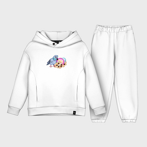 Детский костюм оверсайз Голубь с бабл ти / Белый – фото 1