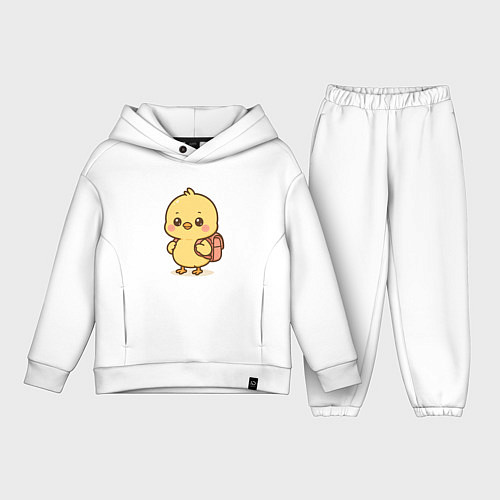 Детский костюм оверсайз Цыпленок с рюкзаком / Белый – фото 1