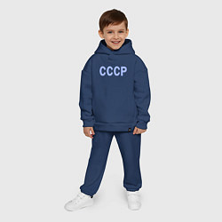 Детский костюм оверсайз СССР - надпись голубая - союз советских социалисти, цвет: тёмно-синий — фото 2