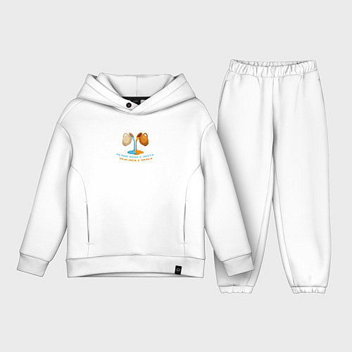 Детский костюм оверсайз Лучше вода у друга голубой с желтым узор / Белый – фото 1