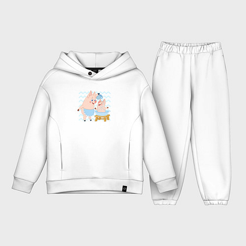 Детский костюм оверсайз Терли свинки друг другу спинки мем / Белый – фото 1