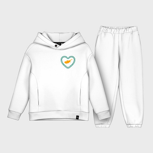Детский костюм оверсайз Кипр в сердечке / Белый – фото 1