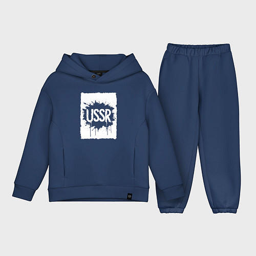 Детский костюм оверсайз СССР в стиле граффити / Тёмно-синий – фото 1