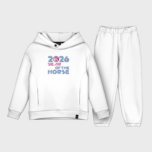 Детский костюм оверсайз 2026 год красной огненной лошади / Белый – фото 1