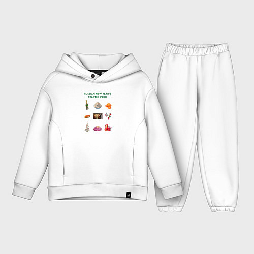 Детский костюм оверсайз Russian new years starter pack / Белый – фото 1