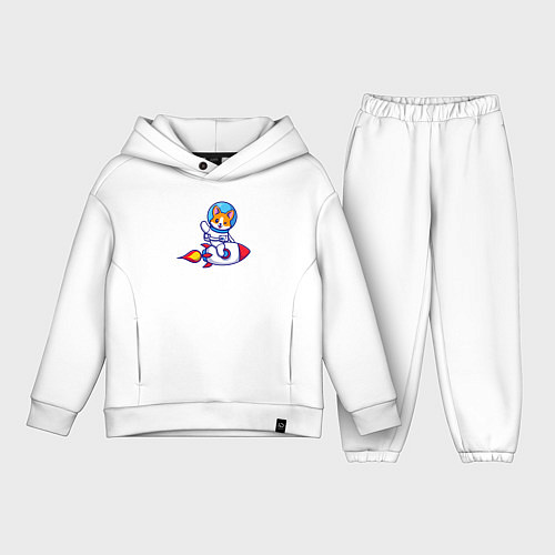 Детский костюм оверсайз Собачка на ракете / Белый – фото 1