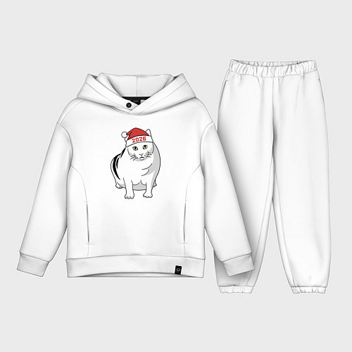 Детский костюм оверсайз Мемный кот Бендер - 2026 / Белый – фото 1