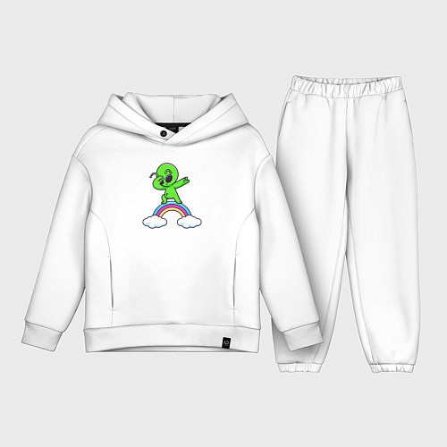 Детский костюм оверсайз Пришелец на радуге / Белый – фото 1