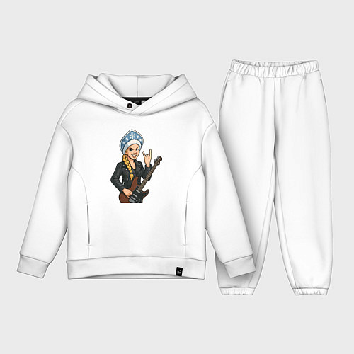 Детский костюм оверсайз Снегурочка с гитарой / Белый – фото 1