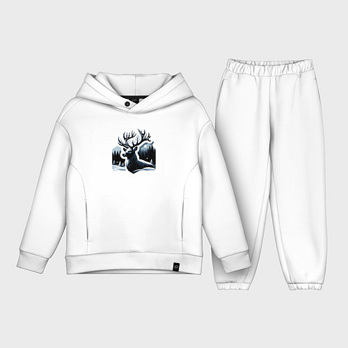 Детский костюм оверсайз Олень и зима / Белый – фото 1