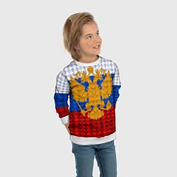 Свитшот детский Россия: полигоны, цвет: 3D-белый — фото 2