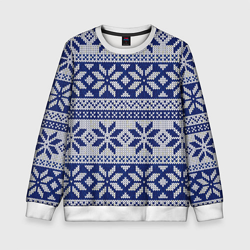 Детский свитшот Синий свитер / 3D-Белый – фото 1