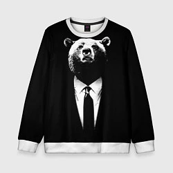 Свитшот детский Медведь бизнесмен, цвет: 3D-белый